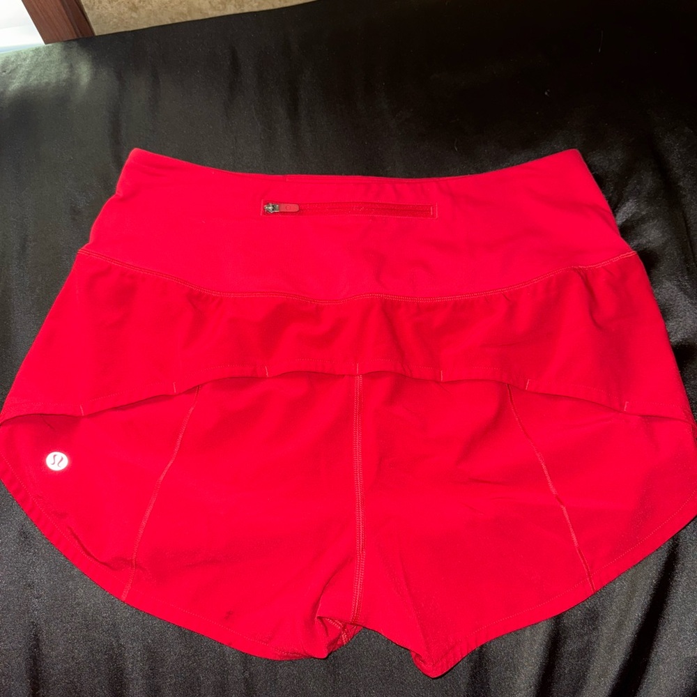 lululemon athletica red speed up shorts